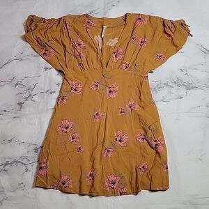Free People Melanie Floral Drapey Mini Dress